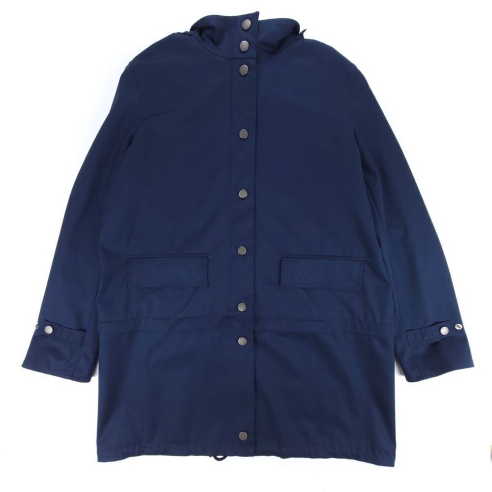NEW Faconnable Wool Parka Trench Coat Hooded Jacket Quiet Luxury Large Navy Blue - Picture 5 of 14